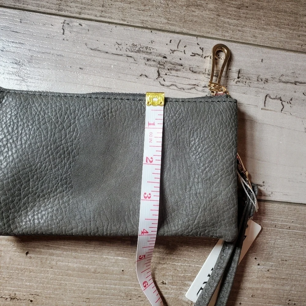 NWT Empire Gray Vegan Leather Women's Wristlet Wallet Small Bag